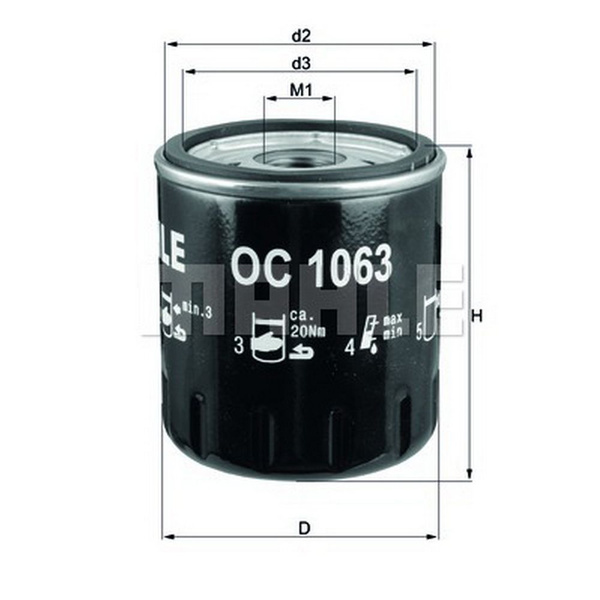 Фильтр масляный MAHLE OC1063;OC 1063 - купить по выгодным ценам в ...