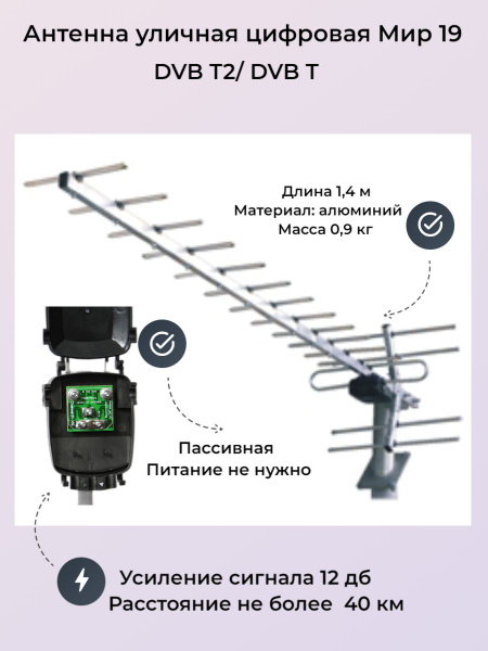 Антенна уличная цифровая Мир 19 (21-60) DVB-T2 - купить с доставкой по ...