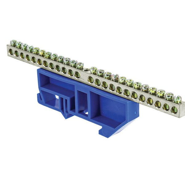 Шина нулевая N 6х9 24 отверст. цинк син. изолятор на DIN-рейку PROxima ...