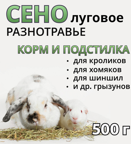 Сено луговое для кроликов, хомяков, шиншилы, морской свинки и других ...
