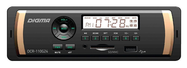 Автомагнитола Digma DCR-110G24 1DIN 4x45Вт1 DIN - купить в интернет ...