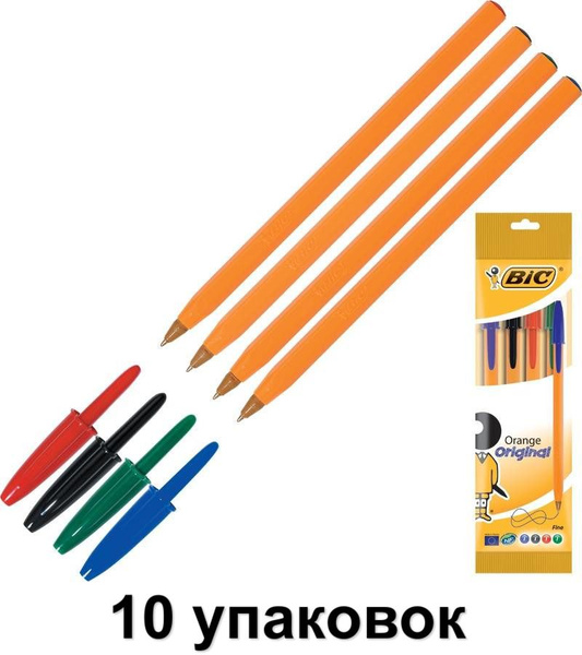 Bic Ручка шариковая неавтоматическая Bic ORANGE, 4 цвета, 10 уп ...