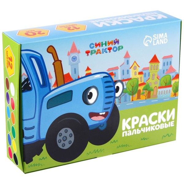 Краски пальчиковые 12 цветов по 20 мл Синий трактор - купить с ...