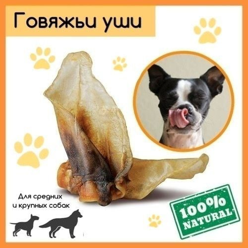 Говяжье ухо сушёное для собак. Лакомства для собак мелких пород для ...