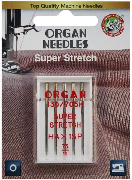 Иглы ORGAN супер стрейч №75, 5 игл для бытовых швейных машин - купить с ...