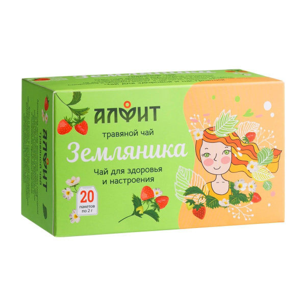 Земляничный чай в пакетиках Алфит, 20 фильтр-пакетов - купить с ...
