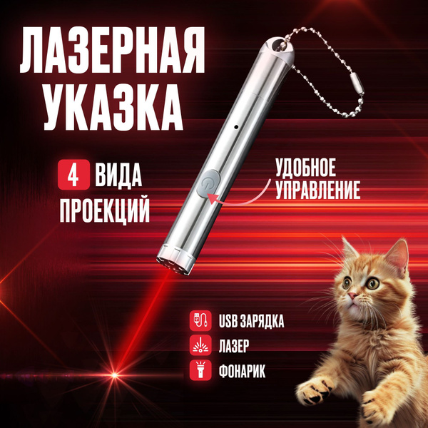 Лазерная указка для кошек и собак игрушка лазер, дразнилка, фонарик с ...