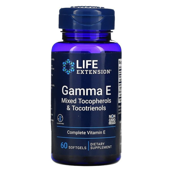 Витамин Е пищевая добавка Life Extension, Gamma E, смесь токоферолов и ...