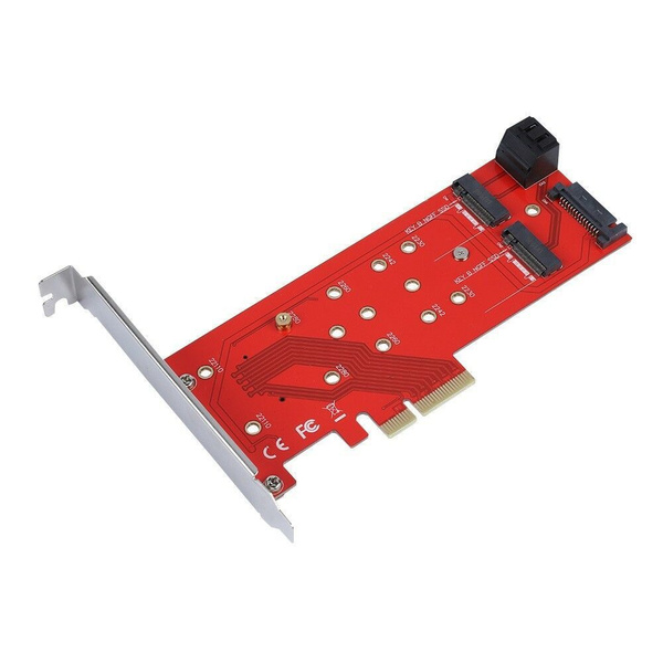 Переходник PCI-Ex4 - NGFF M.2 SSD PCI-E->M.2 M key, SATA->2 x M.2 B key ...