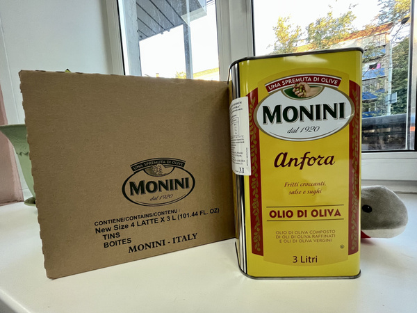 Масло оливковое Anfora Monini 4 шт. X 3 л. Италия - купить с доставкой ...