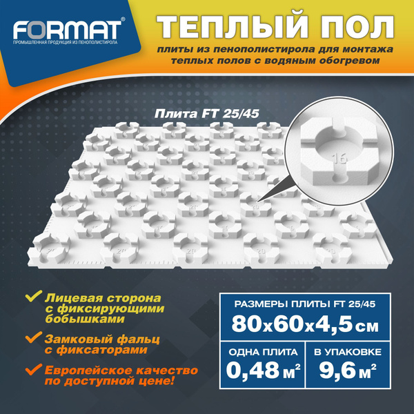 Утеплитель для теплого пола FORMAT, плотность 33 кг/м3 - купить по ...