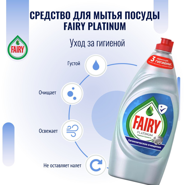 Средство для мытья посуды Fairy Platinum Ледяная свежесть 450 мл ...