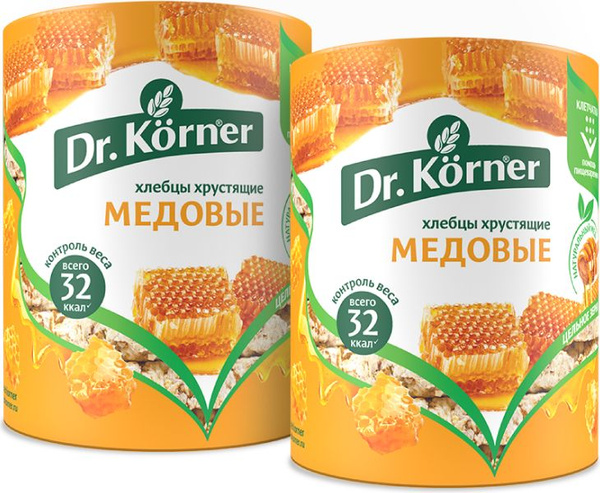Хлебцы Dr. Korner Злаковый коктейль медовый, 2 шт х 100 г - купить с ...