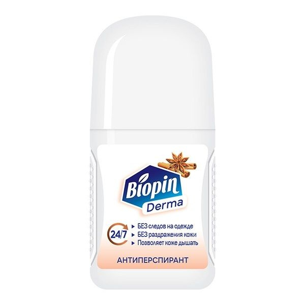 Дезодорант Biopin "Derma", Пряный микс, Антиперспирант, для тела, ролик ...