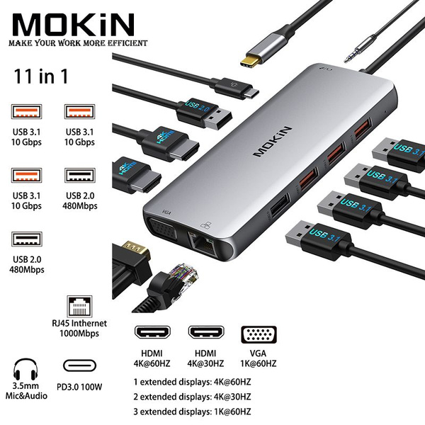 Док-станция-концентратор MOKiN USB-C для Book Air/Pro, iPad M1/M2 ...