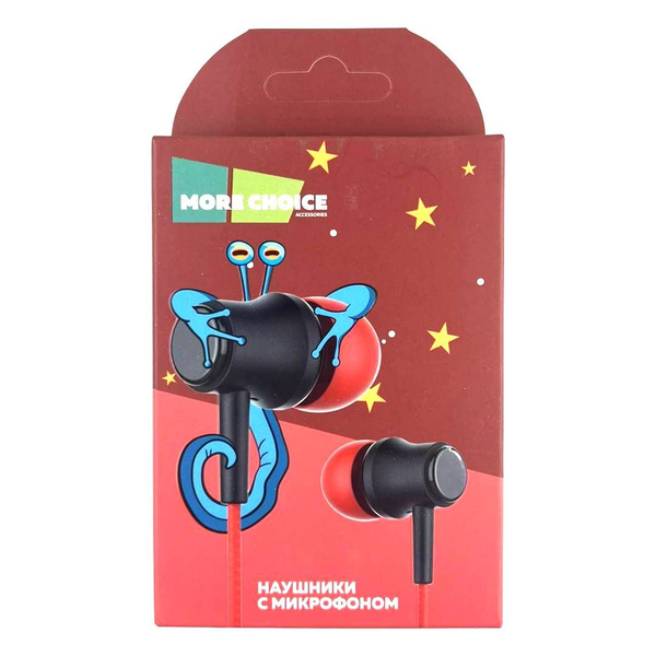 Наушники Внутриканальные More choice вакуумные 1.2м MC, цвет: Black/Red ...