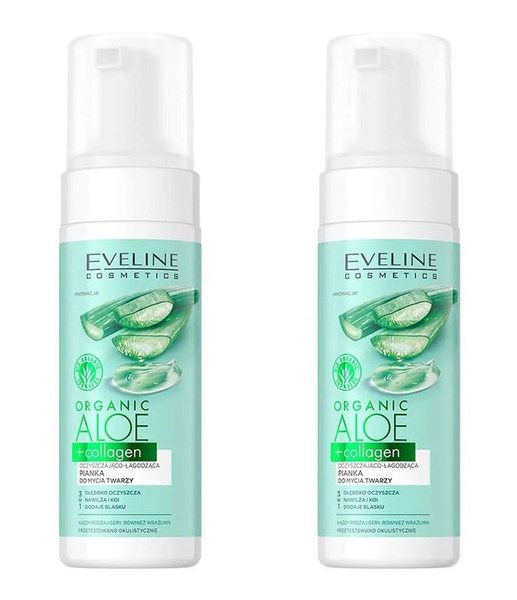Eveline Cosmetics Пенка для умывания Organic Aloe+Collagen Очищающе ...