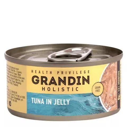 Grandin Влажный корм (консервы) для взрослых кошек, филе тунца в желе ...