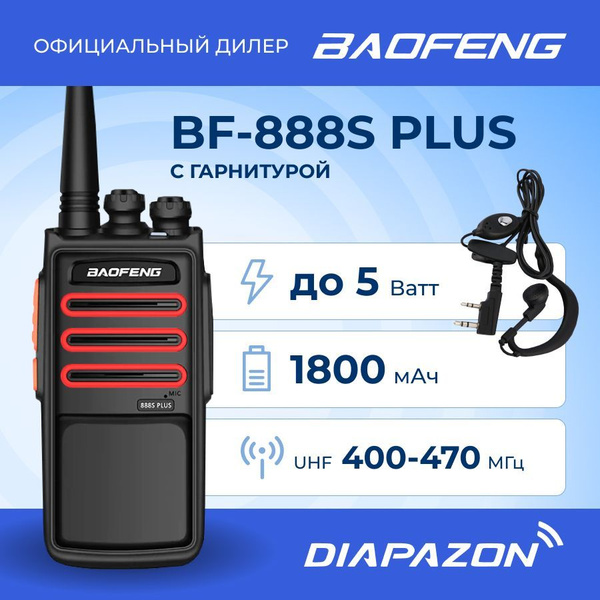 Радиостанция Baofeng BF-888S Plus-red-gar, 16 каналов - купить по ...