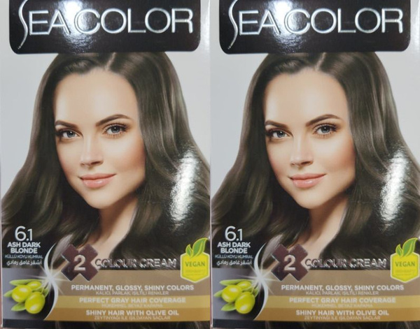 SEA COLOR Краска для волос Hair dye kit 6.1 Пепельный темно-русый, 2 уп ...