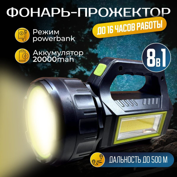 Фонарь аккумуляторный светодиодный, фонарик ручной мощный тактический ...