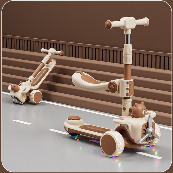 Детский самокат 2-в-1, который можно сидеть, катать и скользить ...