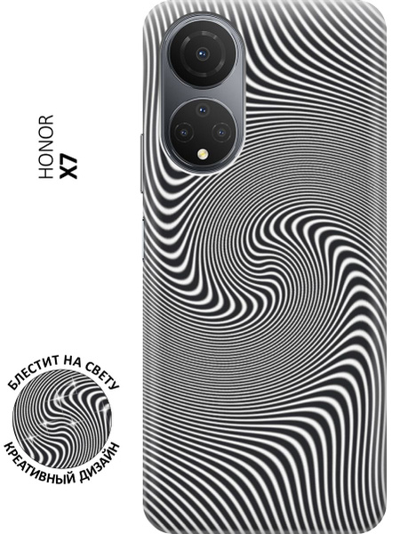 Силиконовый чехол на Honor X7 / Хонор Х7 с эффектом блеска "Черно-белый ...