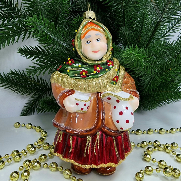Irena-Co елочная игрушка, стекло Бабушка с кувшином (12,5х8х7см) купить ...