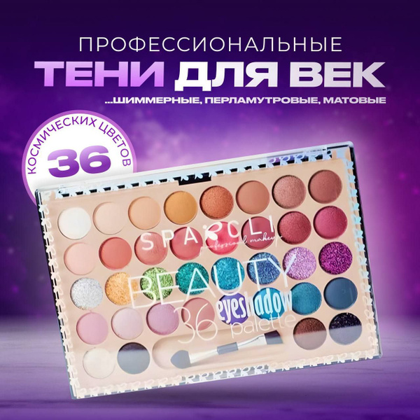 Тени для век палетка 36 цветов, профессиональные тени, подводка для ...