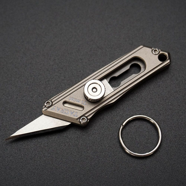 Нож канцелярский TACRAY Карманный мини-нож (Titanium) серый -  с .