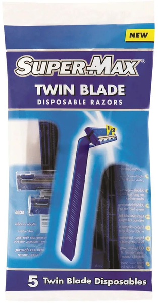 Одноразовые станки мужские SUPER-MAX TWIN BLADE, с двойным лезвием, 5 ...