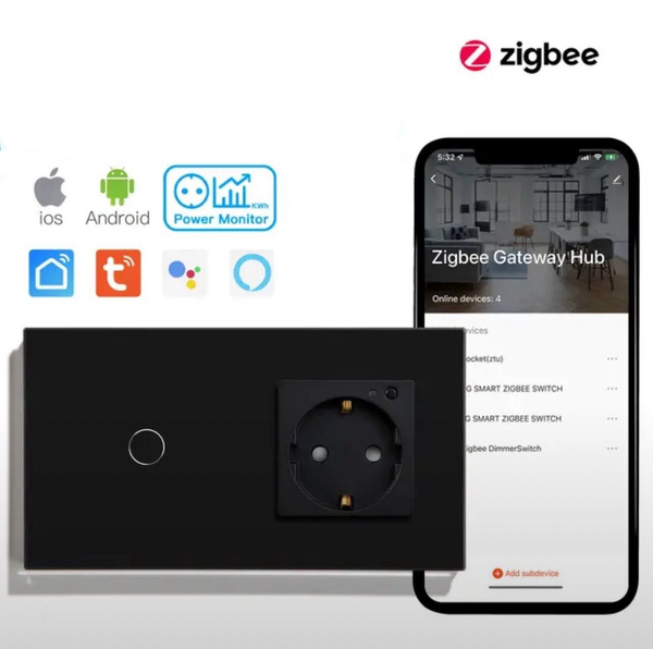 Умный выключатель Wi-Fi Zigbee + Умная розетка Wi-Fi с мониторингом ...