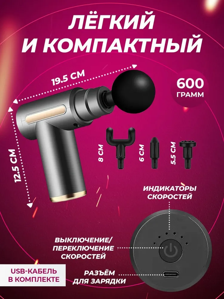 Массажныйпистолет,Перкуссионныймассажердлятела,дляшеииплеч,дляногирук