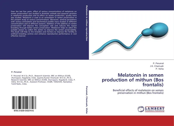 Обложка книги Melatonin in semen production of mithun (Bos frontalis), P. Perumal,J.K. Chamuah and P. Visha