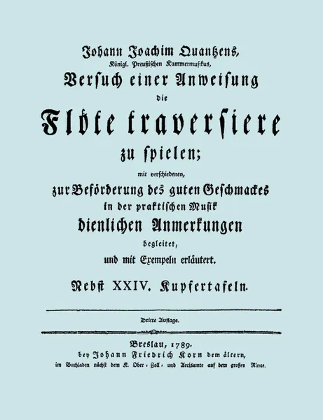 Обложка книги Versuch einer Anweisung die Flote traversiere zu spielen.  .Facsimile of 1789 edition.., Johann Joachim Quantz