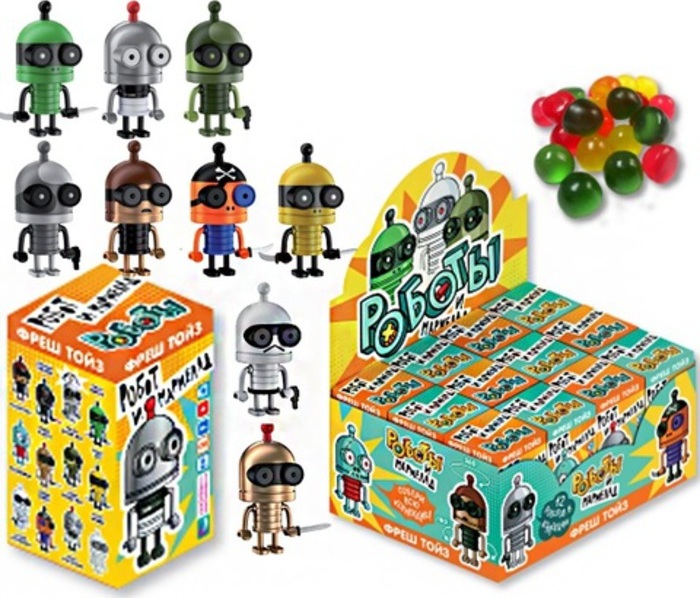 фото Fresh Toys Роботы мармелад с игрушкой, блок 12 штук