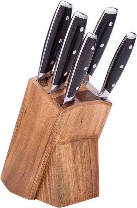 фото Набор кухонных ножей Lara, на подставке, LR05-57, коричневый, 6 предметов