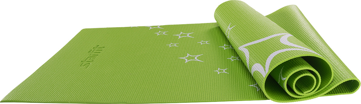 фото Коврик для йоги Starfit FM-102, Pvc, 173x61x0,3 см, с рисунком, зеленый