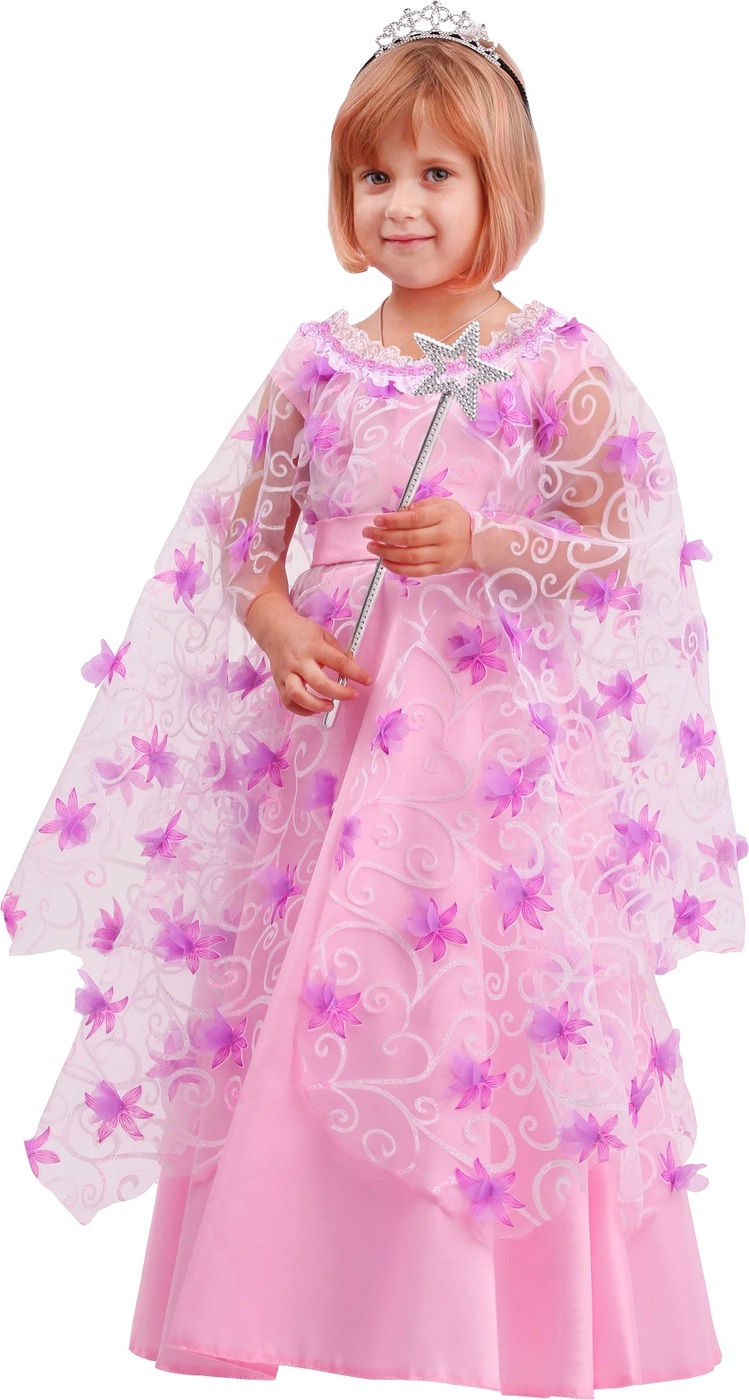 фото Карнавальный костюм Фея платье, диадема, волшебная палочка размер 116-60 Пуговка