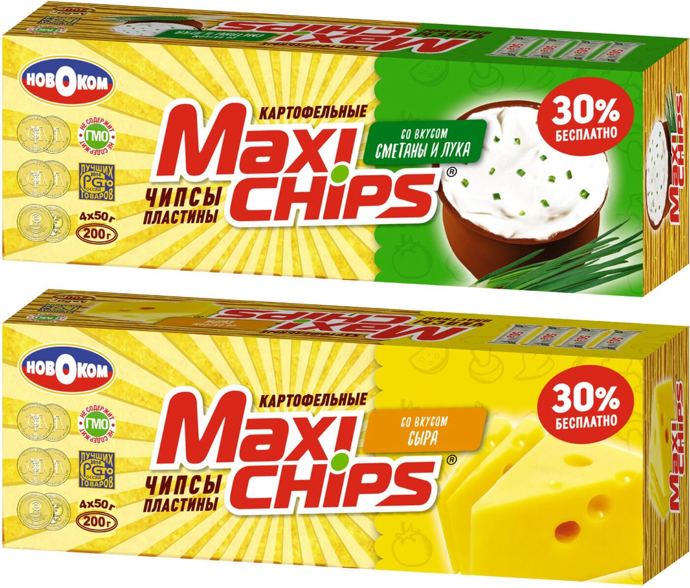 Набор чипсов Maxi-chips Сметана и лук, Сыр, 200 г х 2 шт — купить в ...