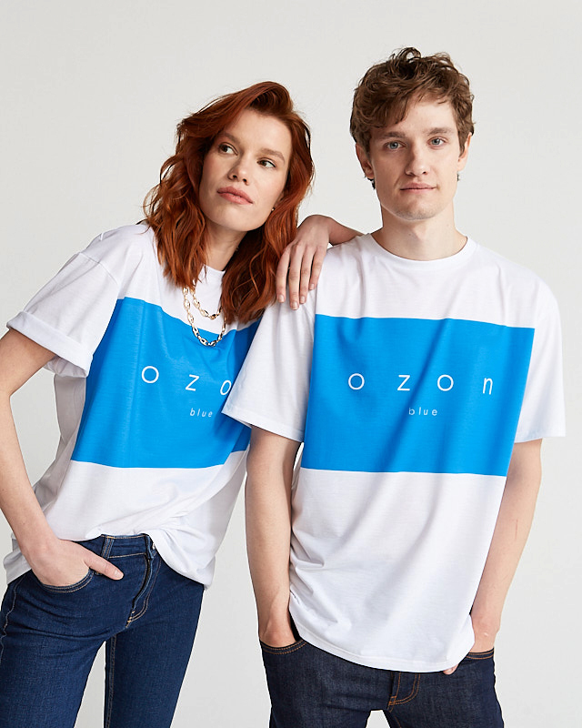 Синий озон. Футболка Озон. Fabrique одежда. Брендированная футболка OZON. Брендированная футболка OZON Blue.