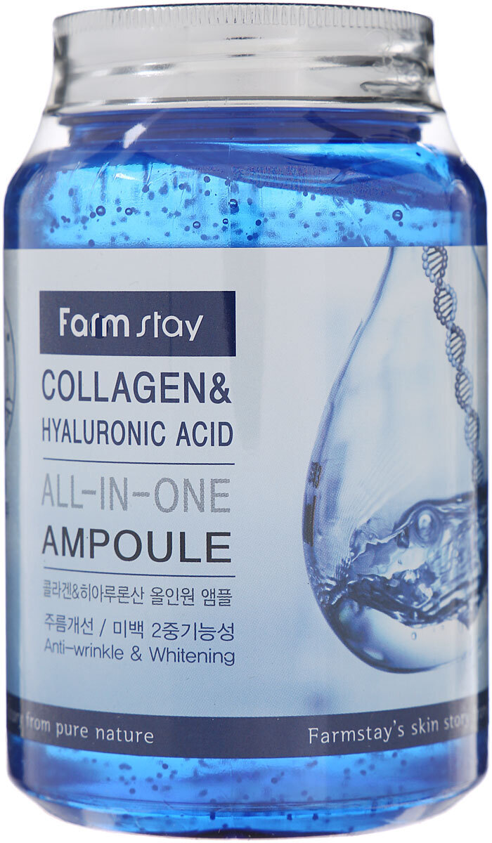 Ампульная сыворотка Farmstay "Collagen & Hyaluronic acid all-in-one Ampoule" 250. Farm stay ампульная сыворотка. Сыворотка Farmstay Collagen & Hyaluronic acid all-in-one Ampoule, 250мл. Farmstay антивозрастная сыворотка Collagen & Hyaluronic acid all-in-one Ampoule.