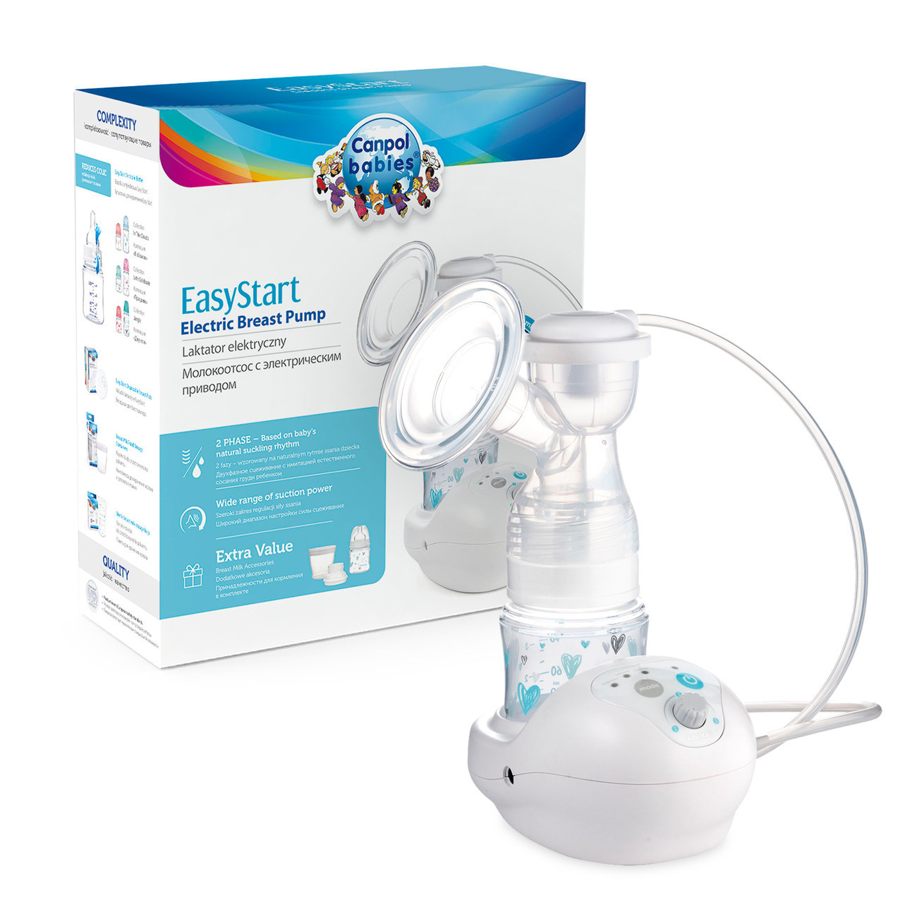 Молокоотсос электрический Canpol Babies EasyStart с бутылочкой, двухфазный,  3 режима, соска и бутылочка в комплекте, товары для малышей - купить с  доставкой по выгодным ценам в интернет-магазине OZON (197901171)