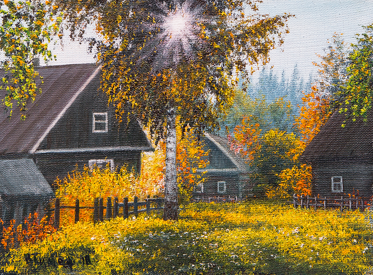 Деревня осень живопись Гладышев