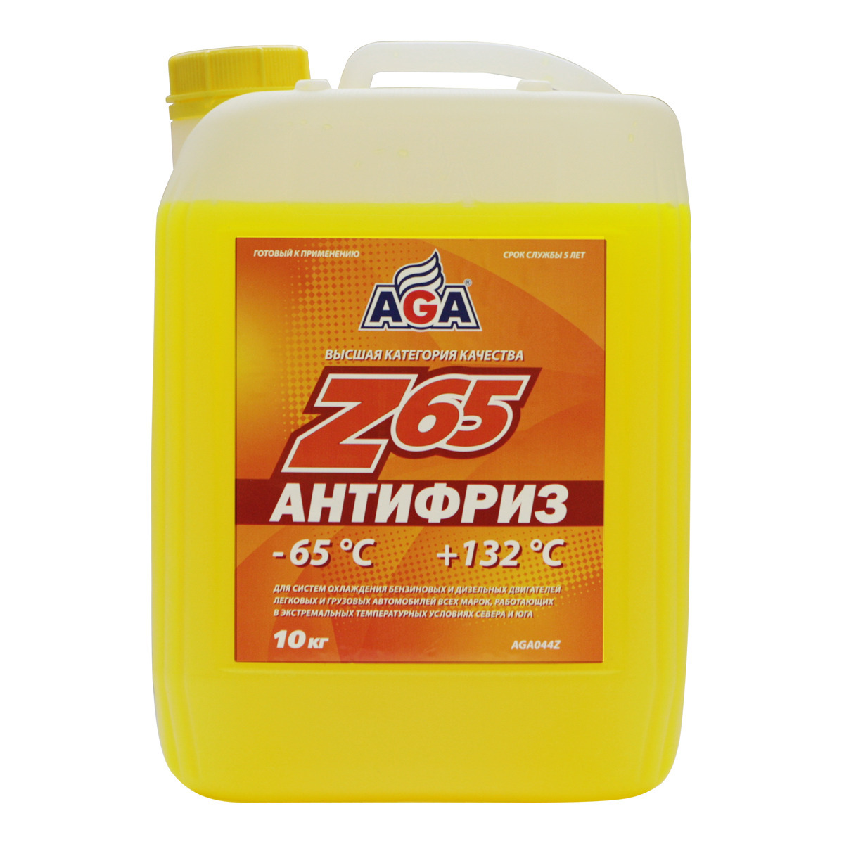 Антифриз AGA044Z готовый к применению, желтый, -65С, 10 кг, G-12++