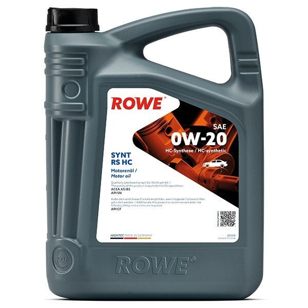 Характеристики Моторное масло ROWE 0W-20 Синтетическое 5 л, подробное .