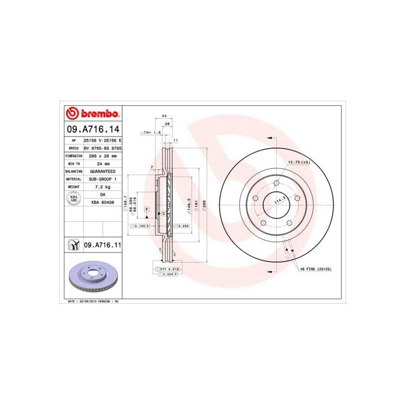 ДисктормознойпереднийNISSANQuashgai/X-TrailBREMBO09.A716.14