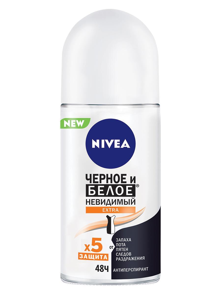 Дезодорант-антиперспирант женский шариковый NIVEA Черное и Белое Невидимый EXTRA, 50 мл