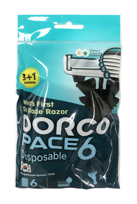 DORCO Станок для бритья одноразовый Dorco Pace 6, 4 шт.