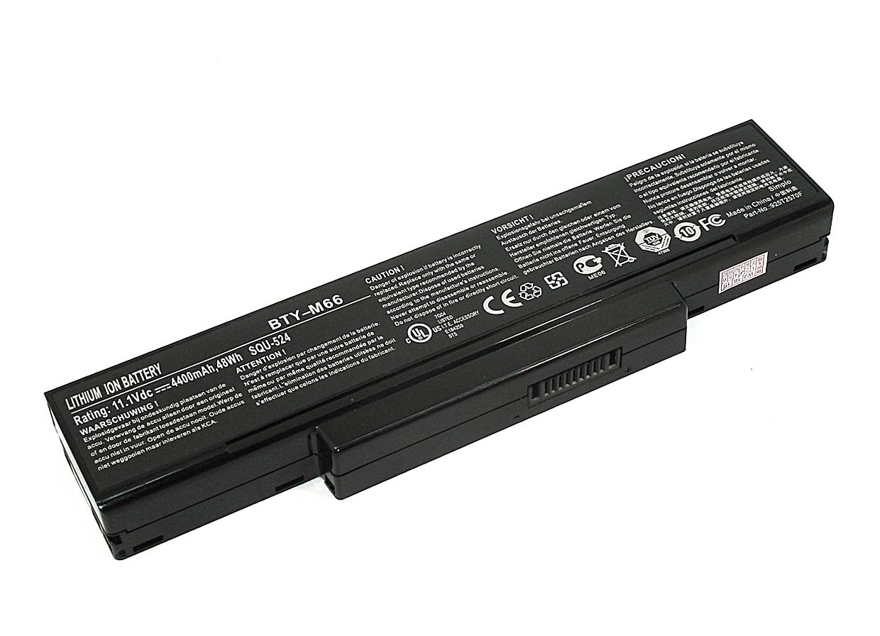 Аккумуляторная батарея для ноутбука MSI GX600 GX610 GX620 (BTY-M66) 11.1V 4400mAh